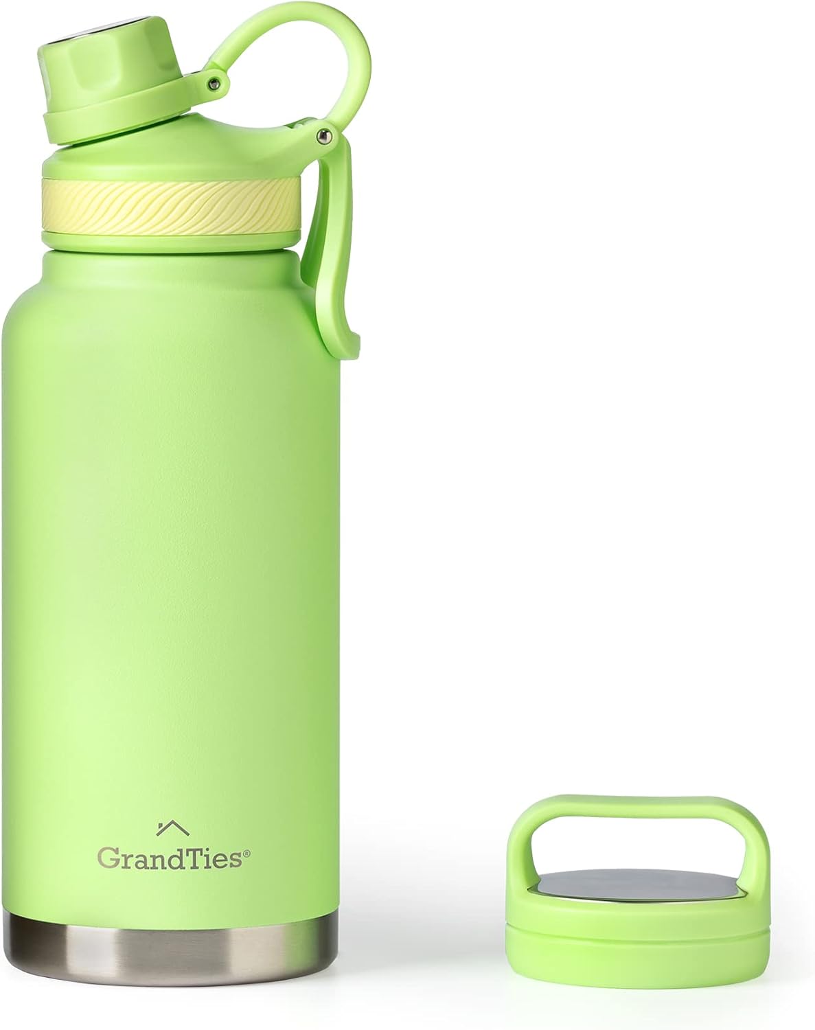 GRANDTIES 2 Lids Sports Stainless Steel Water Bottles – Wide Mouth Vacuum Insulated Reusable Leak Proof BPA-Free Travel Metal Canteen, Thermal Bottles for Men Women Gym (Ivory White 32 oz)