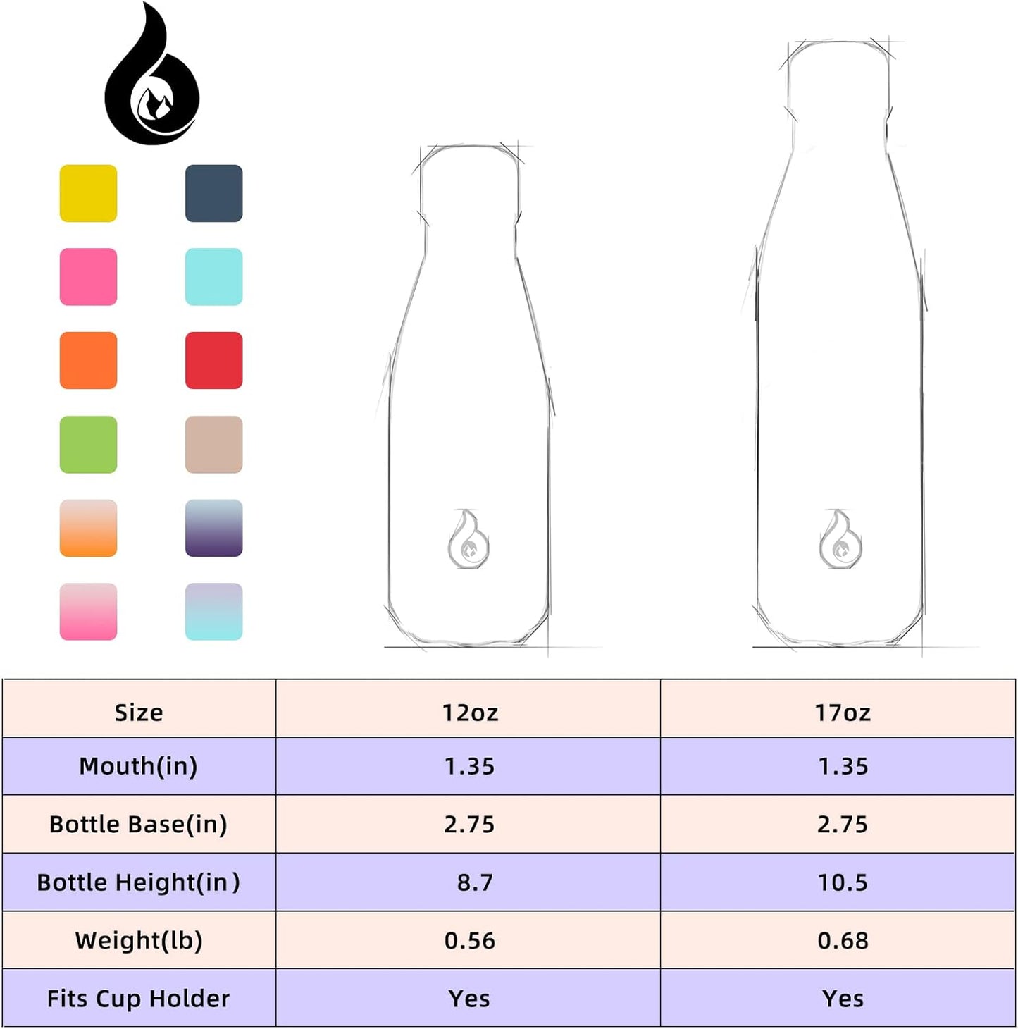 BJPKPK Insulated Water Bottle 12oz Small Stainless Steel Water Bottles Reusable Metal Thermal Keep Cold and Hot,Dreamy Purple - Colors B