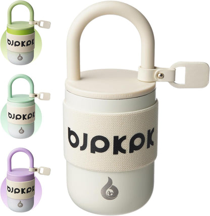 BJPKPK 13oz Insulated Stainless Steel Loop Tumbler With Lid And Handle Travel Coffee Mug Thermal Cup,Latte