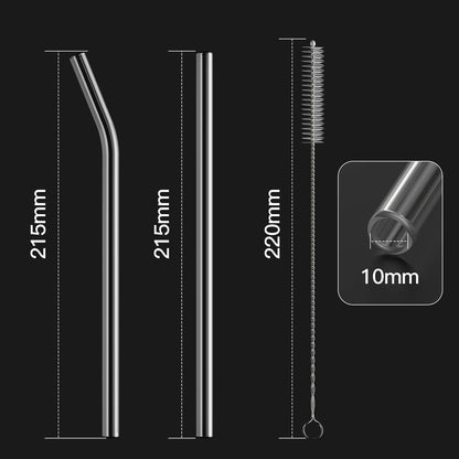 HeykirHome 4-Pack Reusable Glass Straw, Size 8.5''x10 MM,Including 2 Straight and 2 Bent with 2 Cleaning Brush- Perfect For Smoothies, Tea, Juice