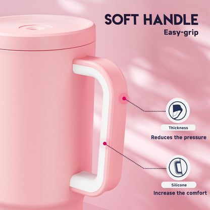 Meoky 40 oz Tumbler with Handle and Straw: Stainless Steel Insulated Tumbler with Lid and Straw - 100% Leak Proof Tumbler for Car Cup Holders - Travelers Commuters Workers, Donut