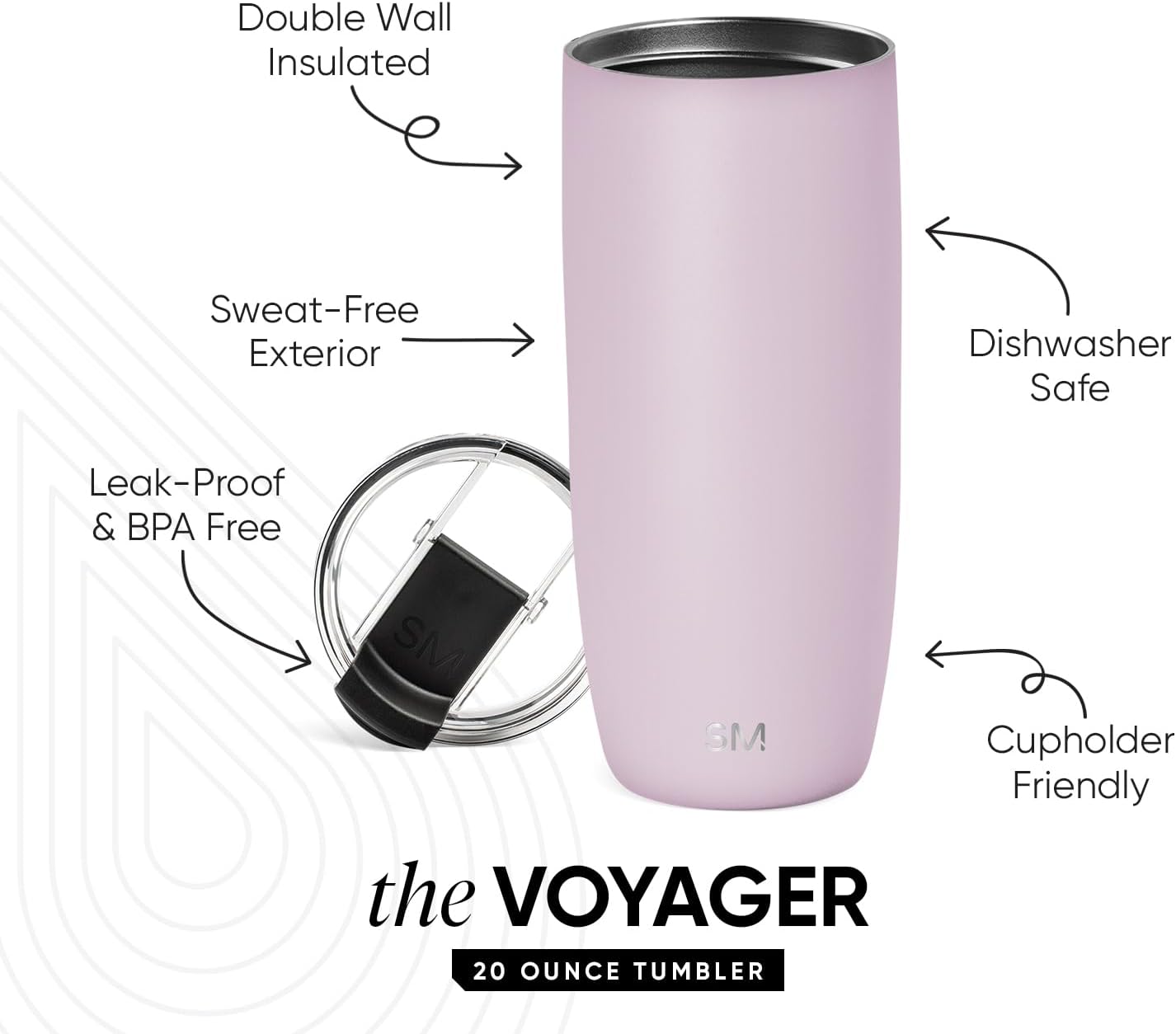 Simple Modern Voyager Tumbler with Flip Lid | Travel Coffee Mug | Insulated Stainless Steel Cold Brew Iced or Hot Coffee Cup | Gifts for Women Men Her Him | 16oz, Almond Birch