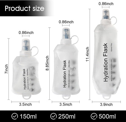 WILDREEDS 500ml Soft Flask, TPU Collapsible Soft Water Bottle for Hydration Pack, Running Vest, Folding Water Bottle for Hiking Cycling Climbing-1Pcs, White