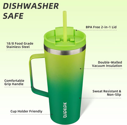 BJPKPK Insulated Tumbler with Handle, 18oz Insulated Tumblers with Lid and Straw, Stainless Steel Metal Water Bottles, Coffee Travel Mugs, Cups, Marshmallow
