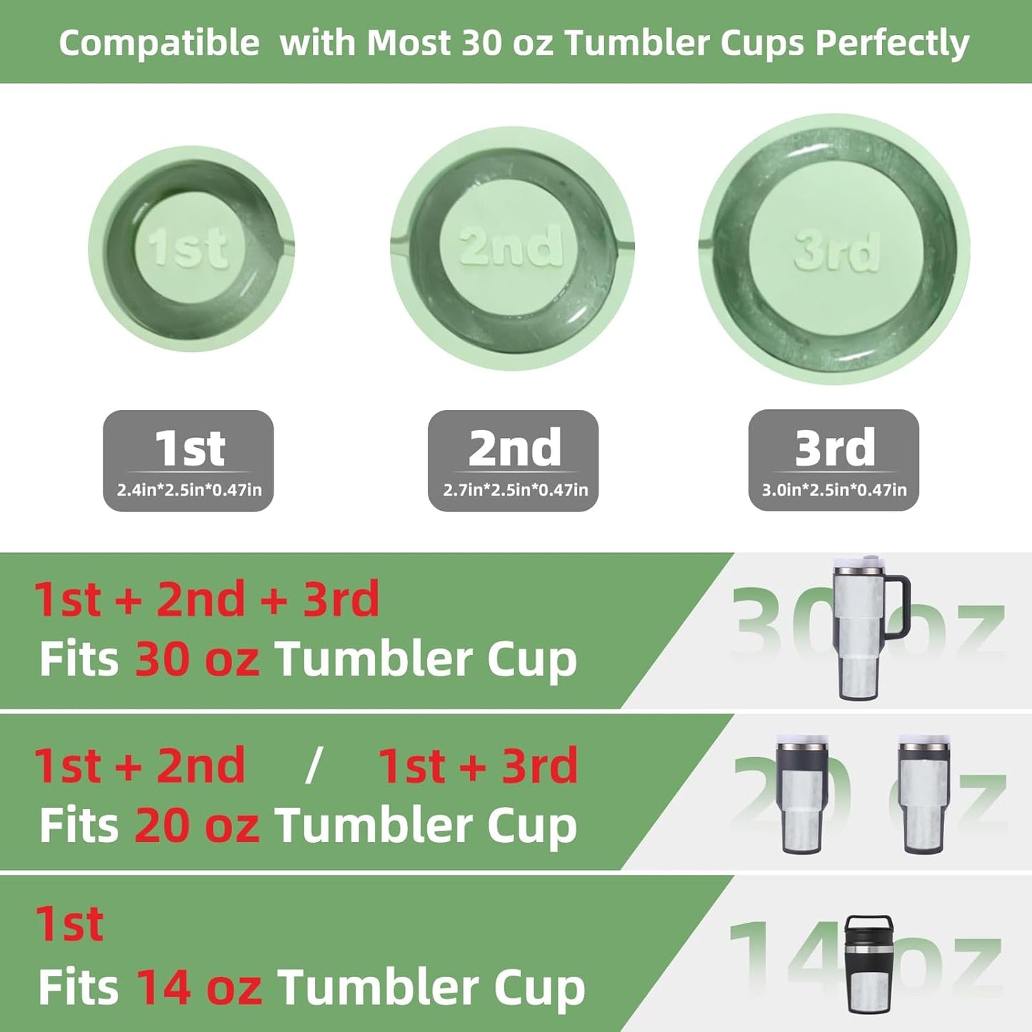 Tcamp Ice Mold for 30-40 oz Tumbler Cup, Silicone Ice Cube Tray With Lid and Bin for Freezer, Ice Ring Ice Maker for Chilling Cocktails, Whiskey, Drinks, Coffee, Easy Fill and Release (Black)