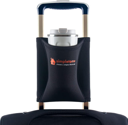 simpletome Luggage Travel Cup Holder Hands-Free Drink Caddy Attachment Drinks Carrier for Drink Beverages Coffee Mugs (Grey)
