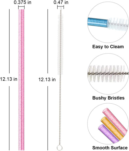 Replacement Straw Compatible with Stanley 40 oz 30 oz Cup Tumbler, 6 Pack Reusable Straw with Cleaning Brush, Plastic, Clear