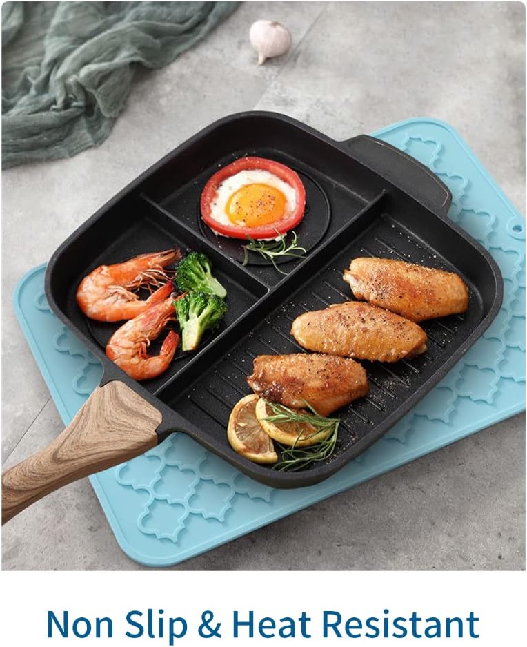 AMOAMI-Dish Drying Mats for Kitchen Counter-Silicone Dish Drying Mat-Kitchen Dish Drying Pad Heat Resistant Mat-Kitchen Gadgets Kitchen Accessories Kitchen Small Appliances(12" x 16", BLACK)