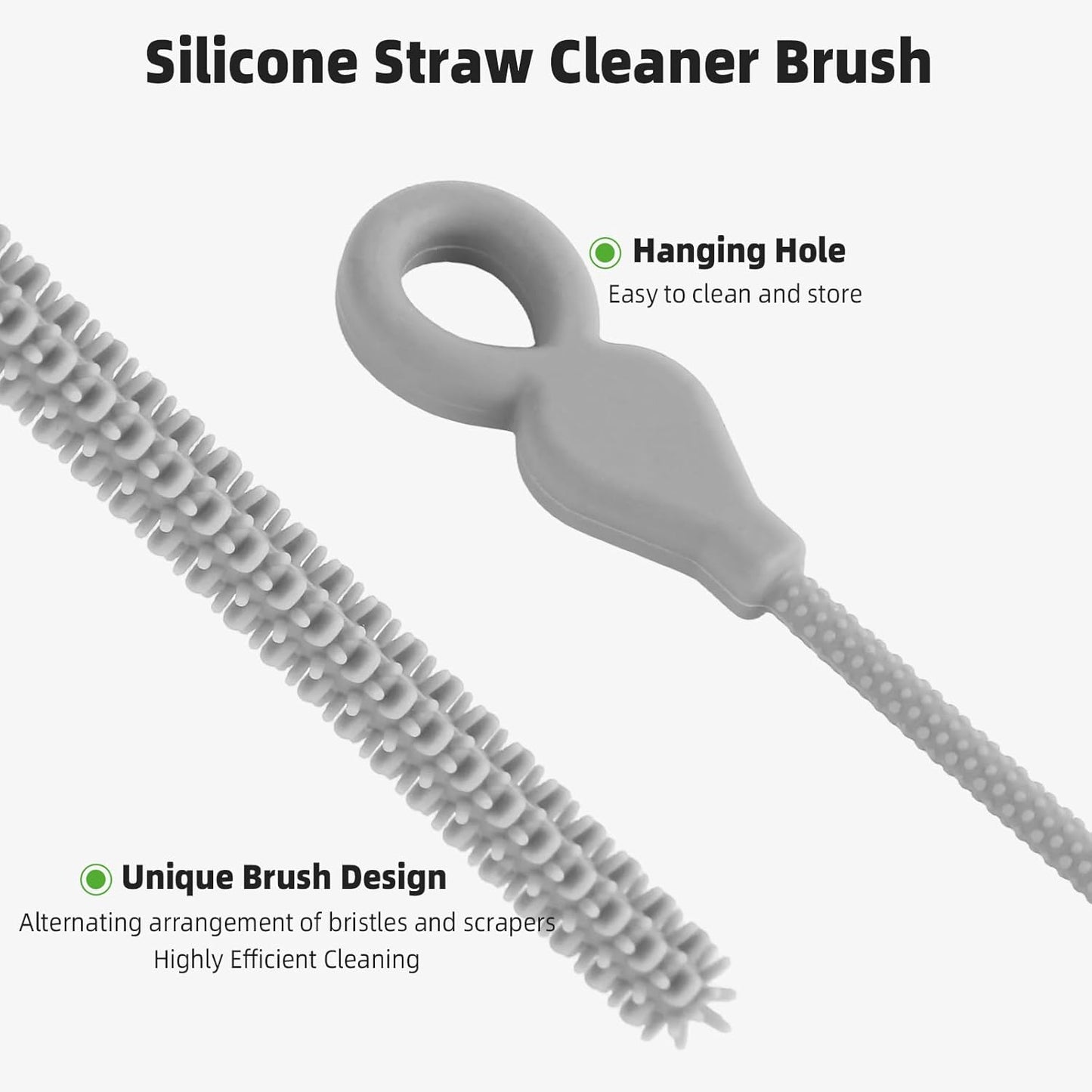 Silicone Straw Cleaner Brush, 4Pcs Reusable Straw Brush Set with Extra-Long Design for Cleaning Thin Metal Straws and Wider Milkshake Straws （6mm+9mm Pink)