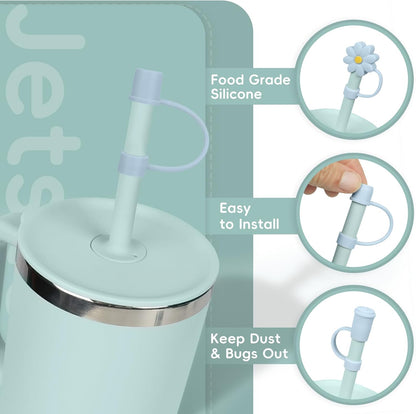 Jetstop Straw Cover Cap for Hydro flask tumblers - Dust Proof 10mm Silicone Stoppers compatible with Hydroflask Press-in Straw Lid