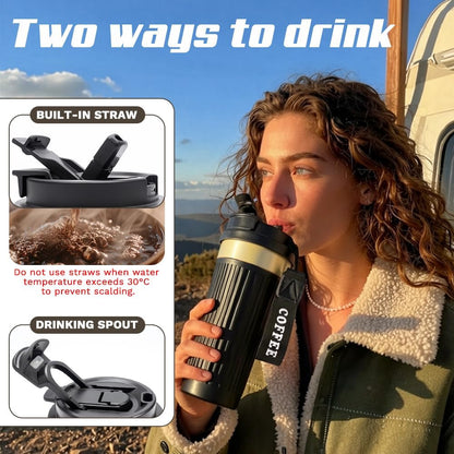 SPLMIFA Vacuum-Insulated Stainless Steel Travel Coffee Mug, Leak-Proof Reusable Coffee Cup with Lid - Keep Hot & Cold Drinks for Hours, Durable Insulated Tumbler for Men & Women(3rd-Black, 12OZ)