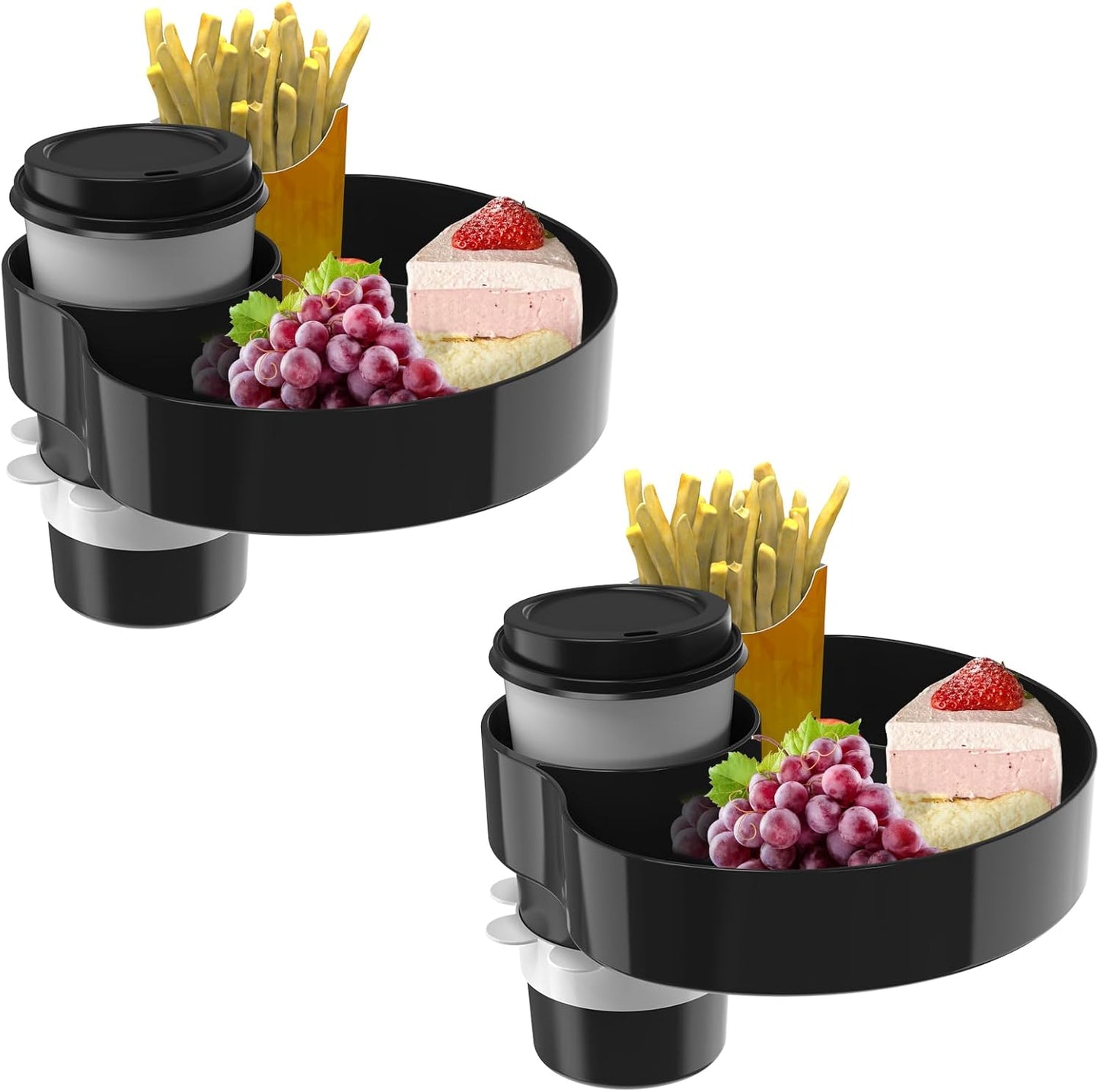 [2 Packs] Kids Car Seat Tray, Travel Tray with Cup Holder for Toddler Baby, Kids Car Seat Food Snack Organizer for Road Trip, Stroller snack, travel must haves - Pink