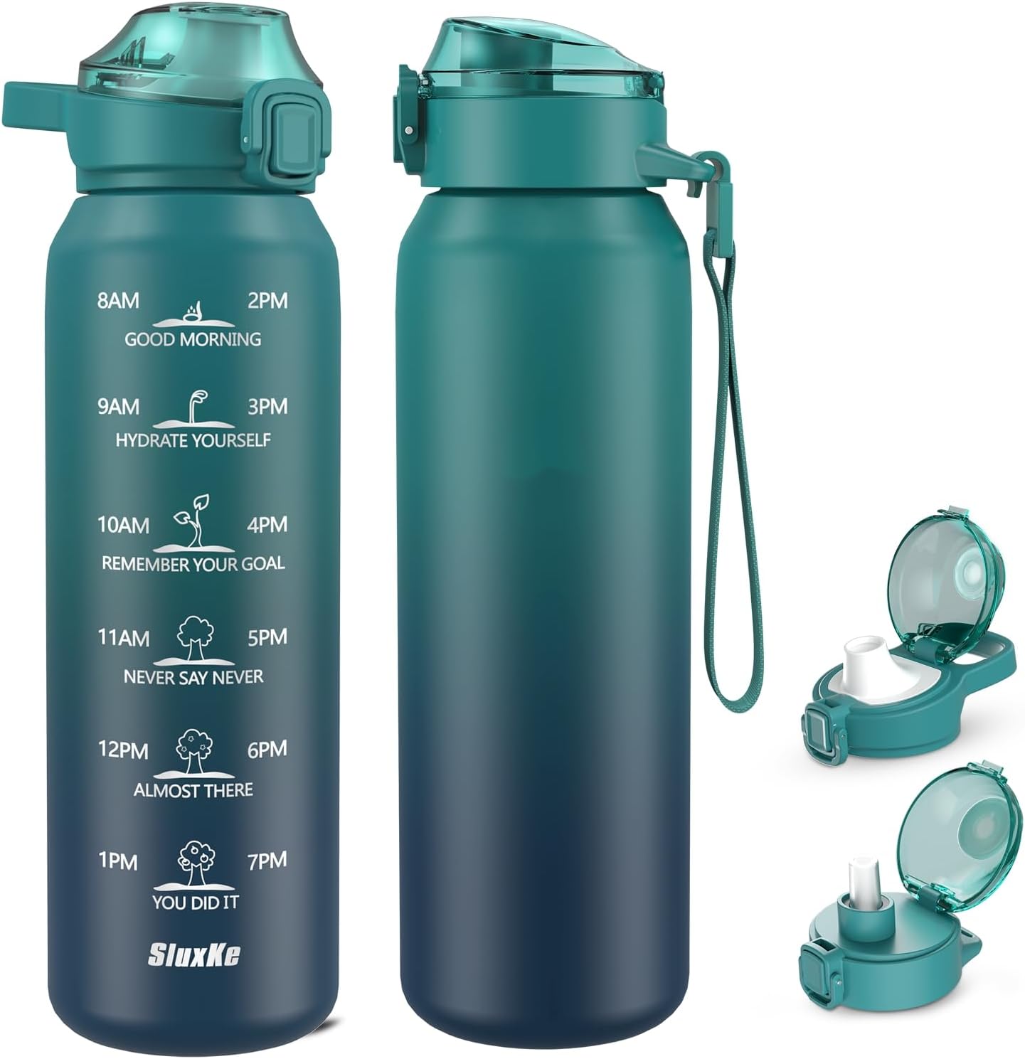 SLUXKE 24oz Insulated Water Bottle 18/10 Stainless Steel with 2Lids(Straw Lid& Spout Lids), 700ml Double Wall Vacuum Water Bottle with Handle Keep Cold and Hot for Men, Women & Kids PURPLE PINK