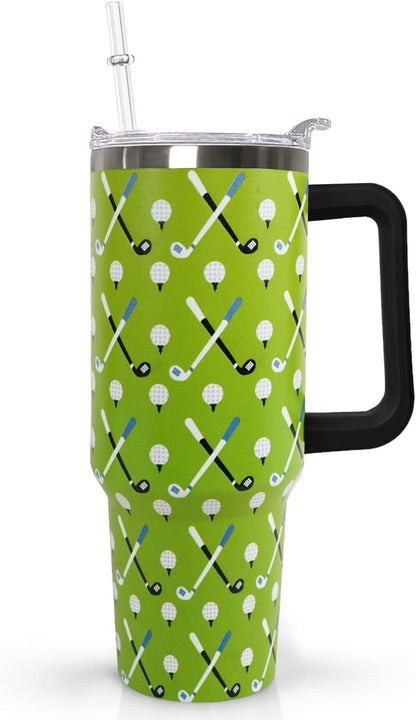 Ceovfoi 40 oz Pickleball Coffee Mug Vacuum Insulated Travel Tumbler with Handle, Lid & Straw - Perfect Pickleball Gifts for Players, Coaches, Lovers | Pickleball Accessories