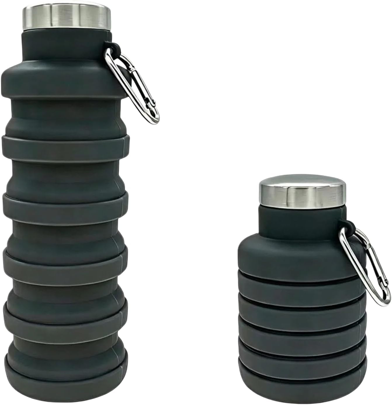 YCT Collapsible Water Bottle 17oz（500ml），Travel Portable Sport Water Bottle，Reusable Silicone Foldable Water Bottles for Gym Camping Hiking (Purple+Black)