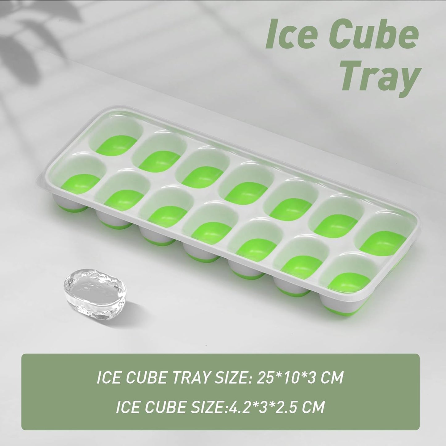 ChefAide 4‑Pack Ice Cube Trays with Lids, 56‑Cube Total Stackable Freezer Ice Trays, Durable Silicone & Plastic Easy‑Release Ice Molds for Cocktails, Coffee & Drinks