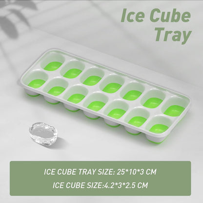 ChefAide 4‑Pack Ice Cube Trays with Lids, 56‑Cube Total Stackable Freezer Ice Trays, Durable Silicone & Plastic Easy‑Release Ice Molds for Cocktails, Coffee & Drinks