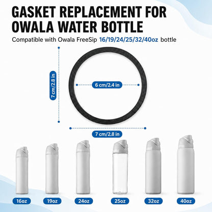 Joshey 6 Pack Rubber Seal Replacement Gaskets, Compatible with Owala Freesip 16/19/24/25/32/40oz Bottle Spout Lid - Silicone Gasket Replacement Parts