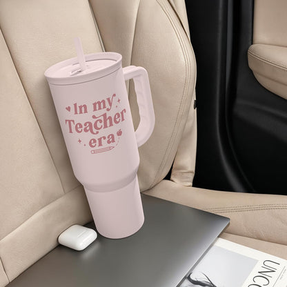 Floral Tumbler with Handle 40oz, Stainless Steel Insulated Tumblers Coffee Travel Mug Cup with Straw, Flower Coffee Cup Gifts for Women Girls, Gift for Her on Christmas Birthday Mothers Day