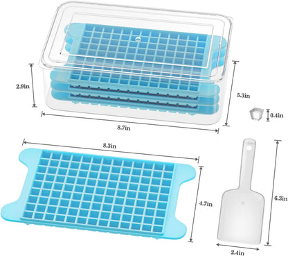 Mini Ice Cube Tray for Freezer: GGUW Nugget Ice Cube Tray with Bin - Crushed Ice Tray Making 4×117 PCS Icecube - Easy Release Iced Maker Trays