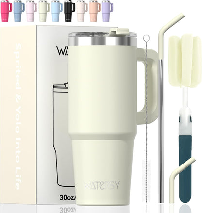 40 oz Tumbler with Handle,Tumbler with Lid and Straw,Double Wall Insulated Cup Stainless Steel Travel Mug(Cold for 34 Hours),Water Bottle for Iced Tea,Coffee,Cold Beverages(Purple)