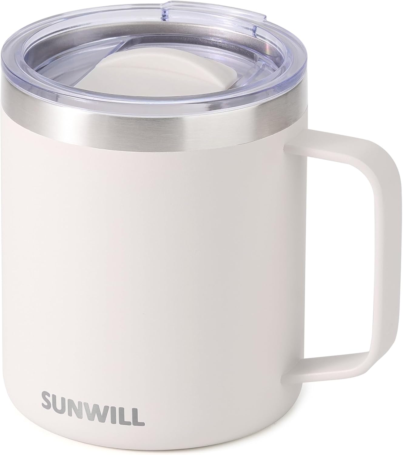 SUNWILL Travel Coffee Mug with Lid, Insulated Tumbler with Handle, 14 oz Stainless Steel Cup for Ice, Water, Tea, Rose Gold