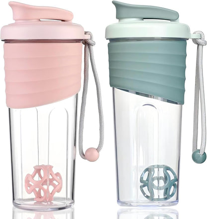 Shaker Bottle for Protein Mixes，24 oz，Protein Shaker Bottles with Whisk Ball, Mixer Bottle, Protein Bottle,Portable Pre Workout Whey Protein Drink Shaker Cup，Pink