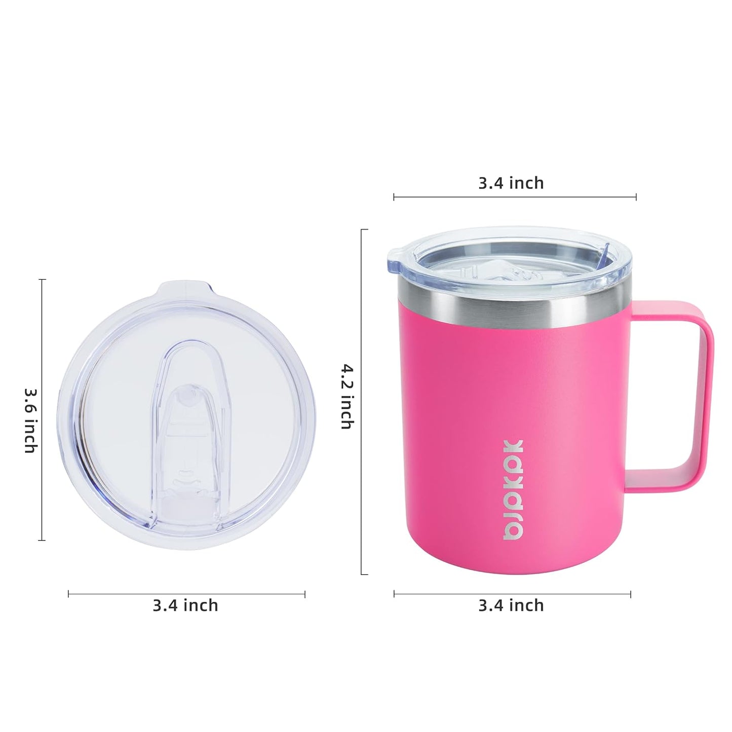 BJPKPK 2 pcs Insulated Coffee Mug, 14oz Insulated Tumbler with Lid, Stainless Steel Coffee Cups with Splash Proof Lid-White