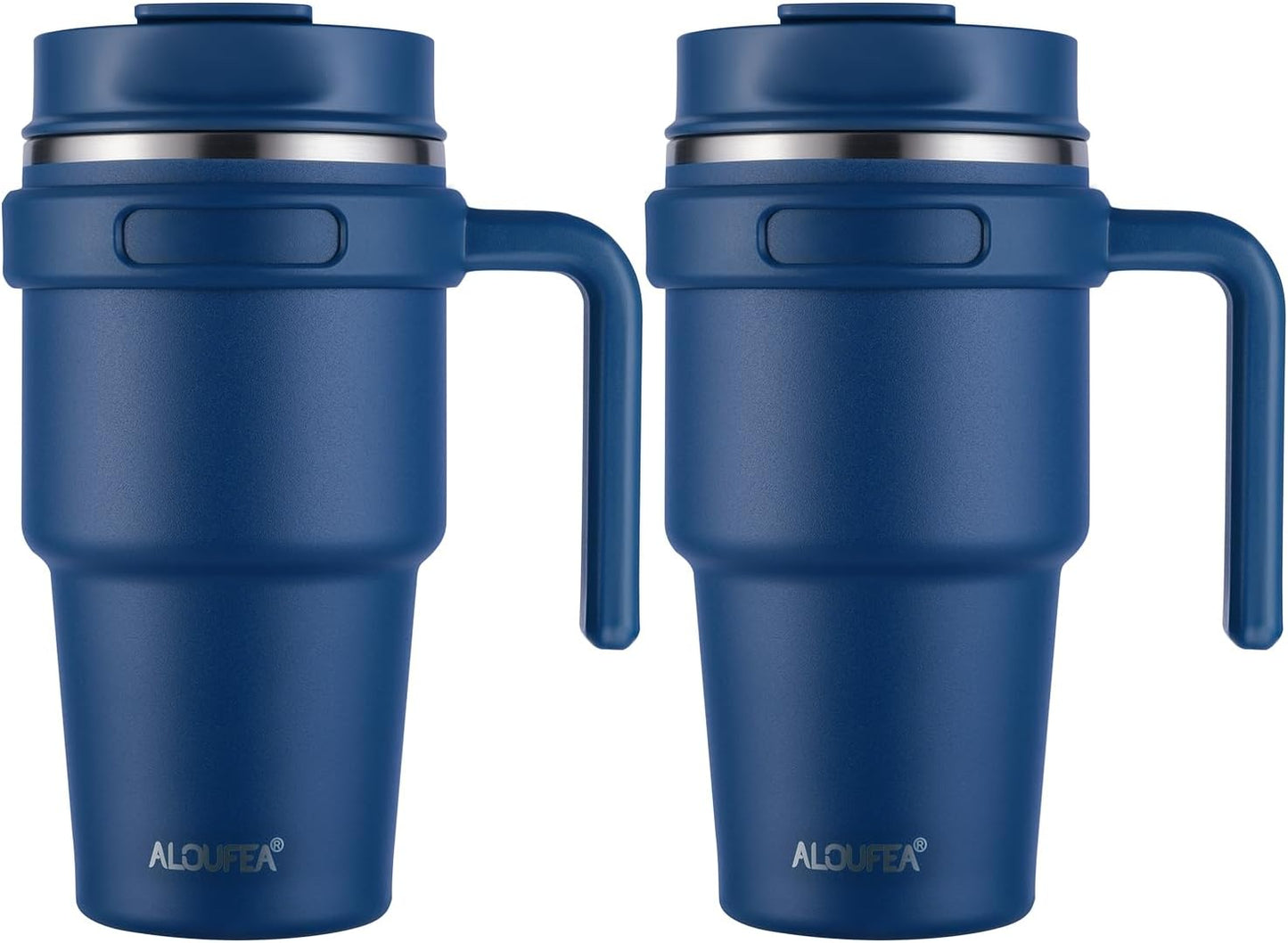 20 oz Insulated Coffee Mug Tumbler with Handle, Stainless Steel Travel Mug Tumbler with Lid and Straw,Double Wall Vacuum Leak Proof Ice Coffee Thermal Cup, Black