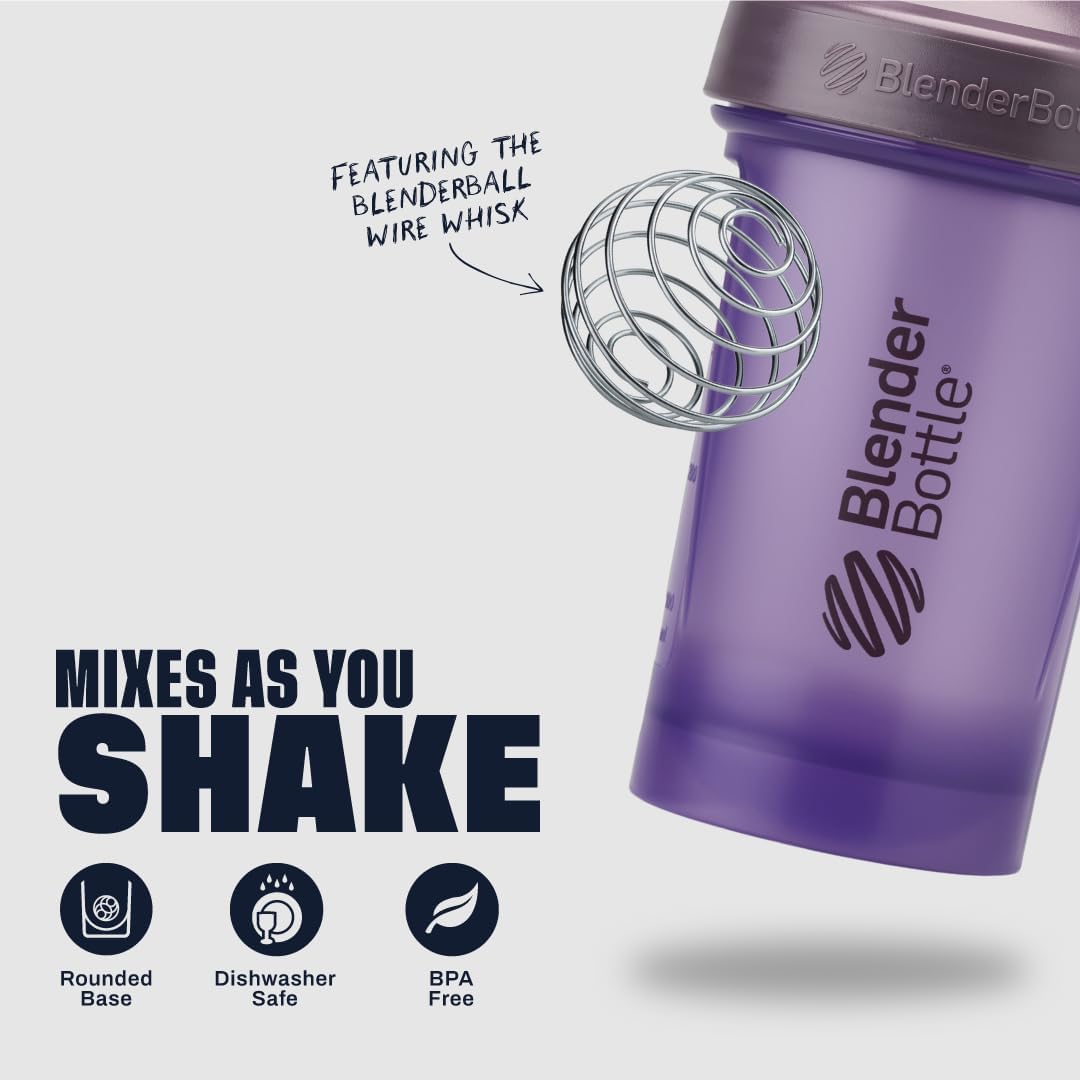 BlenderBottle Classic V2 Shaker Bottle Perfect for Protein Shakes and Pre Workout, 20-Ounce, Clear/Black