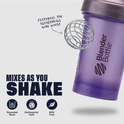 BlenderBottle Classic V2 Shaker Bottle Perfect for Protein Shakes and Pre Workout, 20-Ounce, Clear/Black