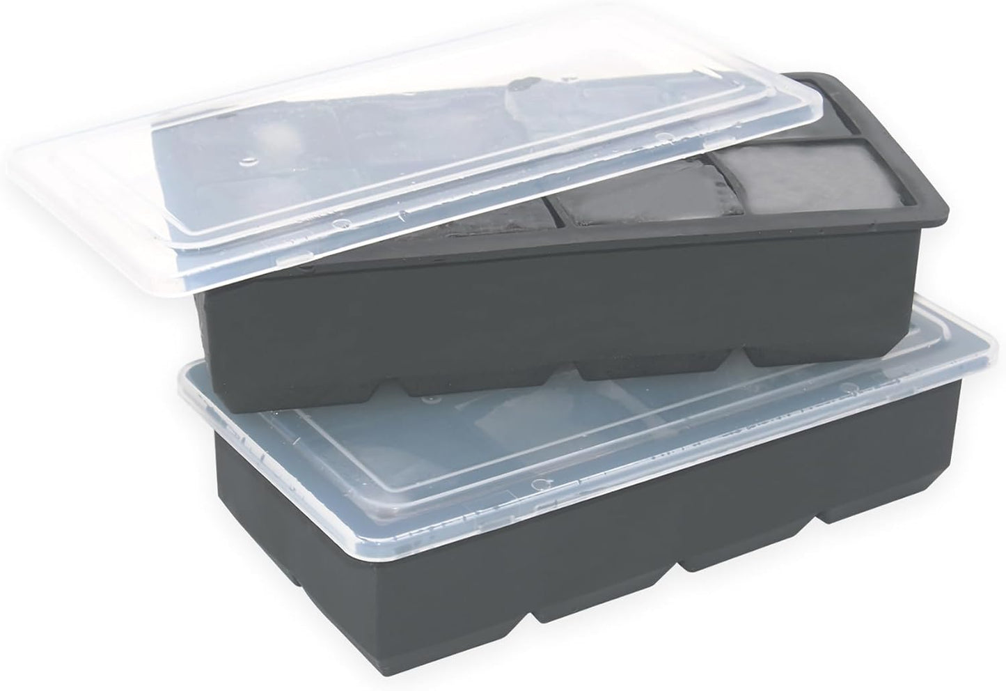 Bangp Large Ice Cube Tray for Whiskey,2 Pack Stackable Big Ice Cube Molds Make 16 Big Whiskey Ice Cubes,Easy Release Square Ice Cube Maker for Cocktails,Whiskey,Soups and Frozen Treats