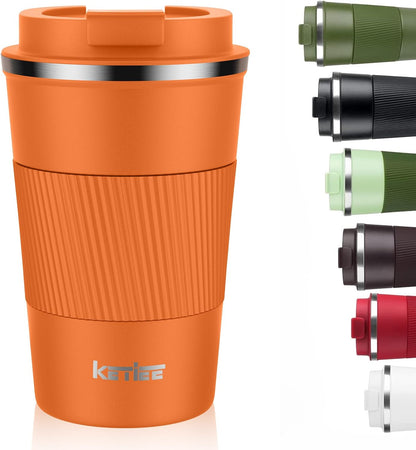 KETIEE Travel Coffee Mug Spill Proof 12oz, Insulated Travel Mug to Go, Reusable Coffee Cup with Seal Lid, Vacuum Stainless Steel Tumbler for Hot/Cold Drinks (Red)