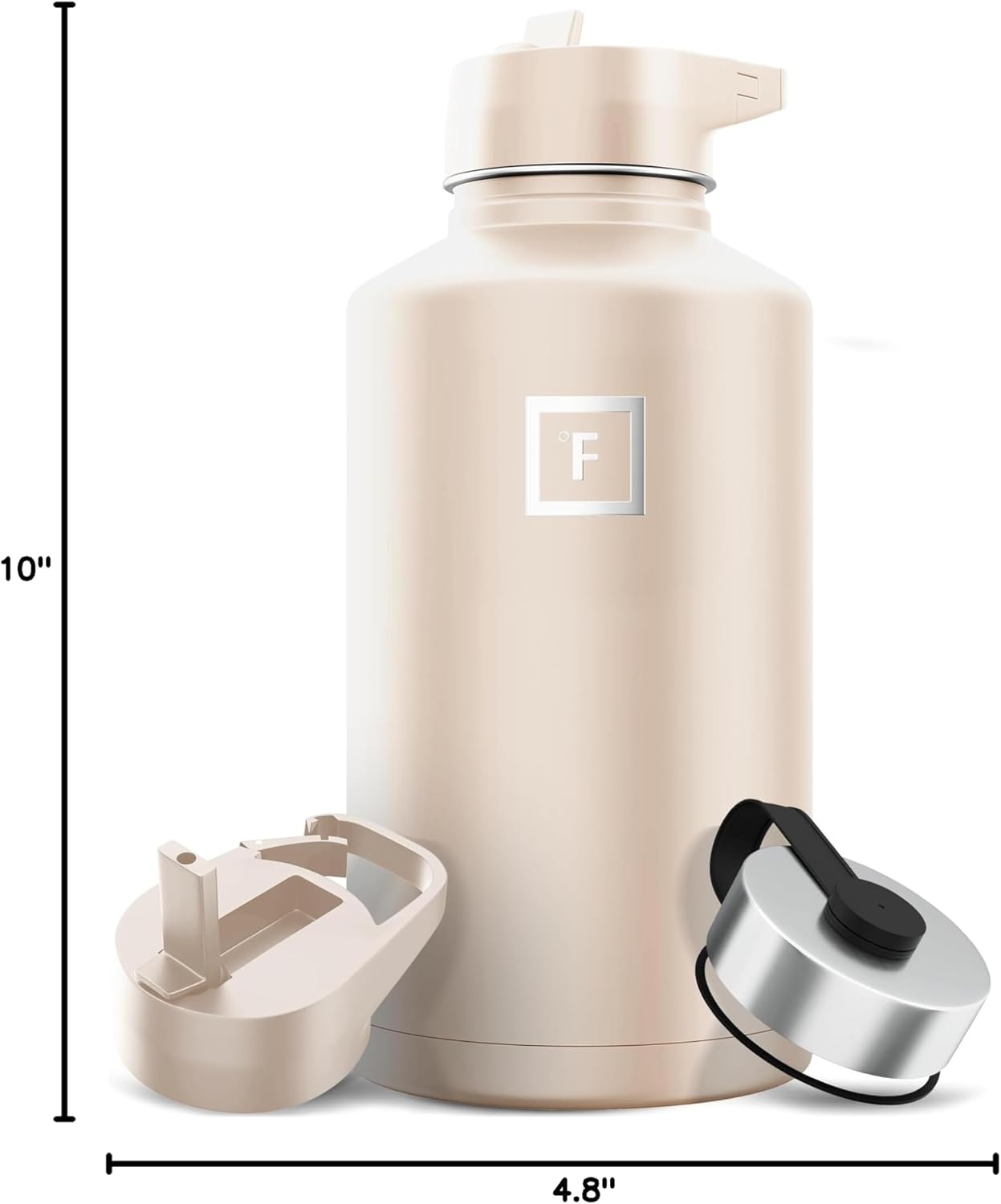IRON °FLASK Camping & Hiking Hydration Flask with Straw, Wide Mouth Insulated Stainless Steel Sports Water Bottle - 40 oz Midnight Black