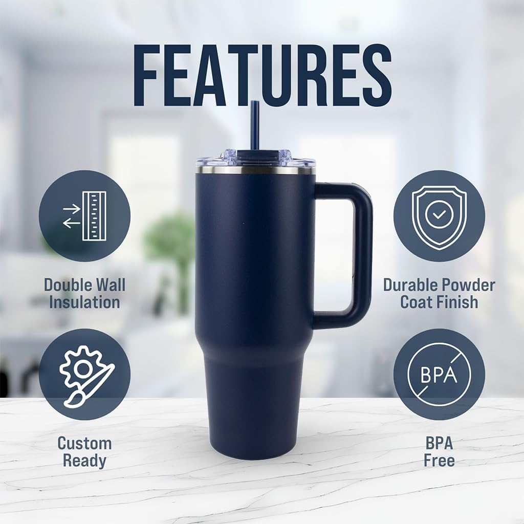 Hogg Big Swig 40 oz Tumbler with Handle and Straw - Red, 40oz Insulated Stainless Steel, Water Tumbler with Straw, Water Cup with Handle, Versatile Leak Proof Lid