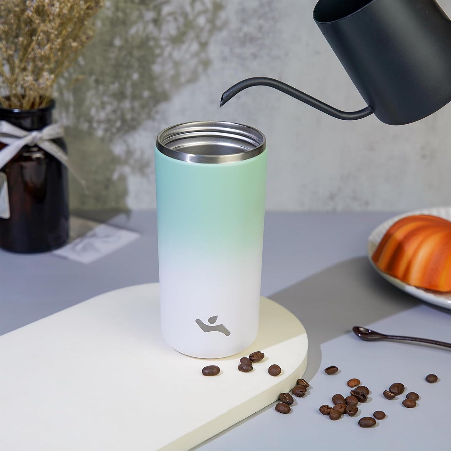 Konokyo Tumbler with Lid, 16 oz Travel Coffee Mug Double Wall Vacuum Stainless Steel Thermal Metal Cup Insulated Water Bottle,Navy Blue