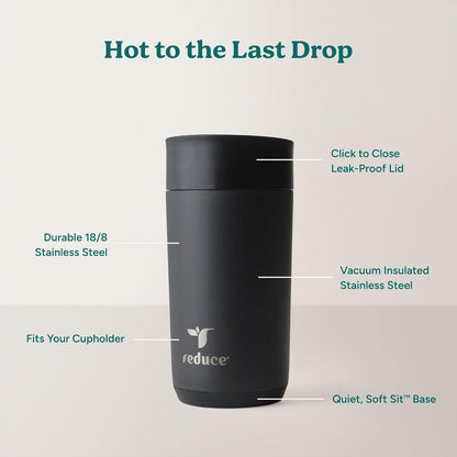 REDUCE Perk 10oz Insulated Coffee Tumbler – Leak-Proof with Lockable Lid and Vacuum Insulation–Durable Stainless Steel–Fits Car Cup Holders–One-Handed Travel Mug in Sand Leopard Print-Gentle Lavender