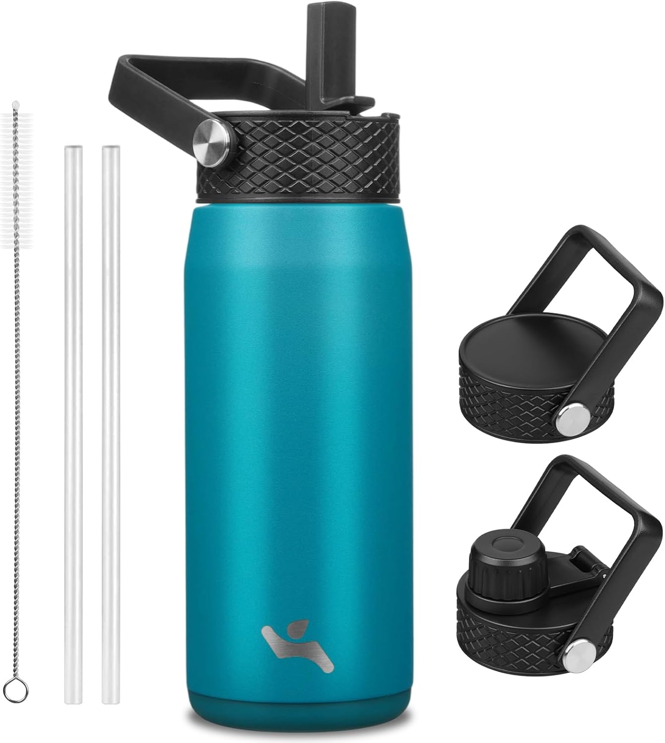 Konokyo 22oz Stainless Steel Bottles with 3 Lids Sport Insulated Water Bottle,Mint