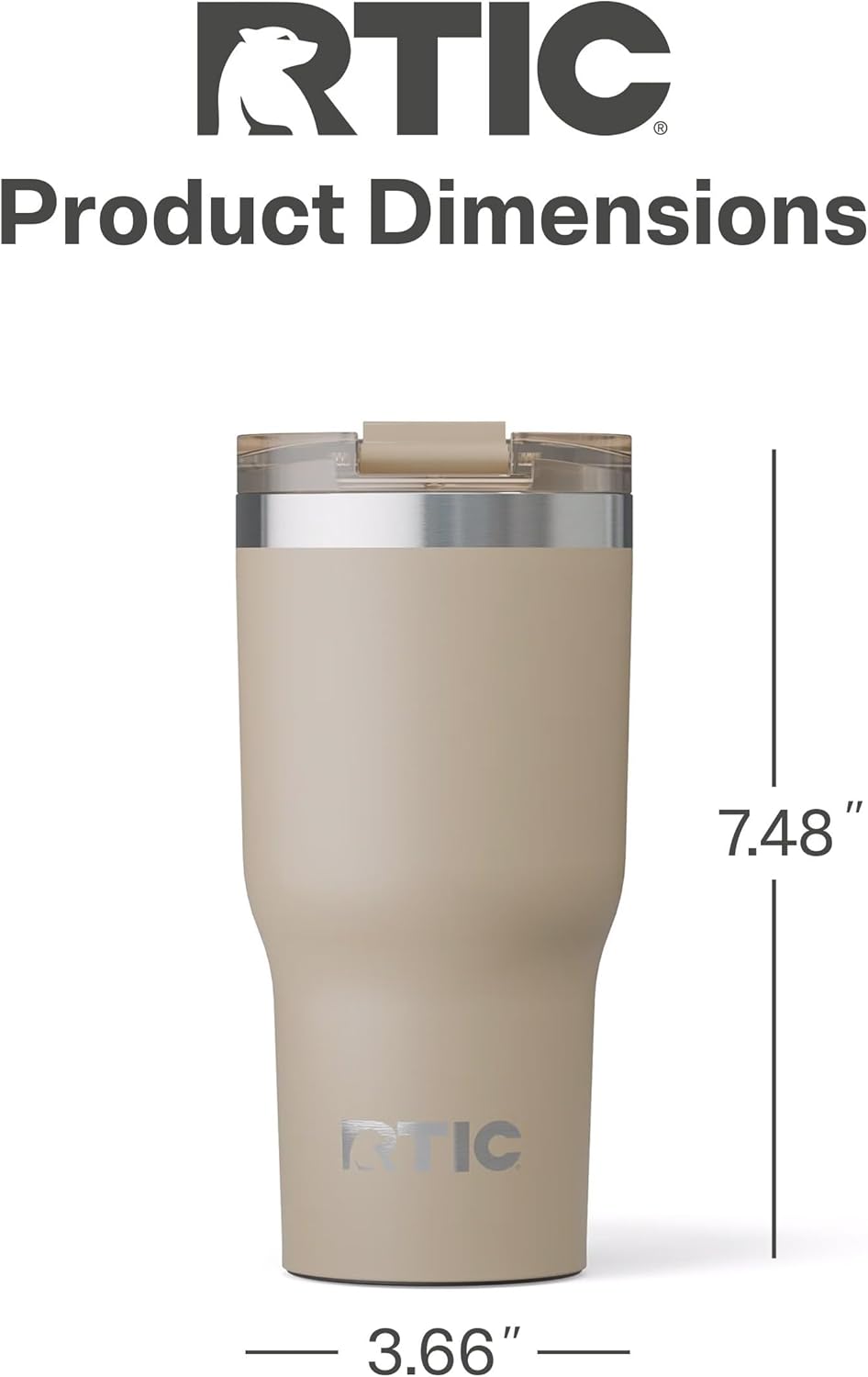RTIC 20oz Essential Tumbler with Lid, Ceramic Lined, Insulated, Stainless Steel, Metal, Double Wall Vacuum-Insulation, Travel Cup for Iced Coffee, Tea, Hot and Cold Drink, Graphite