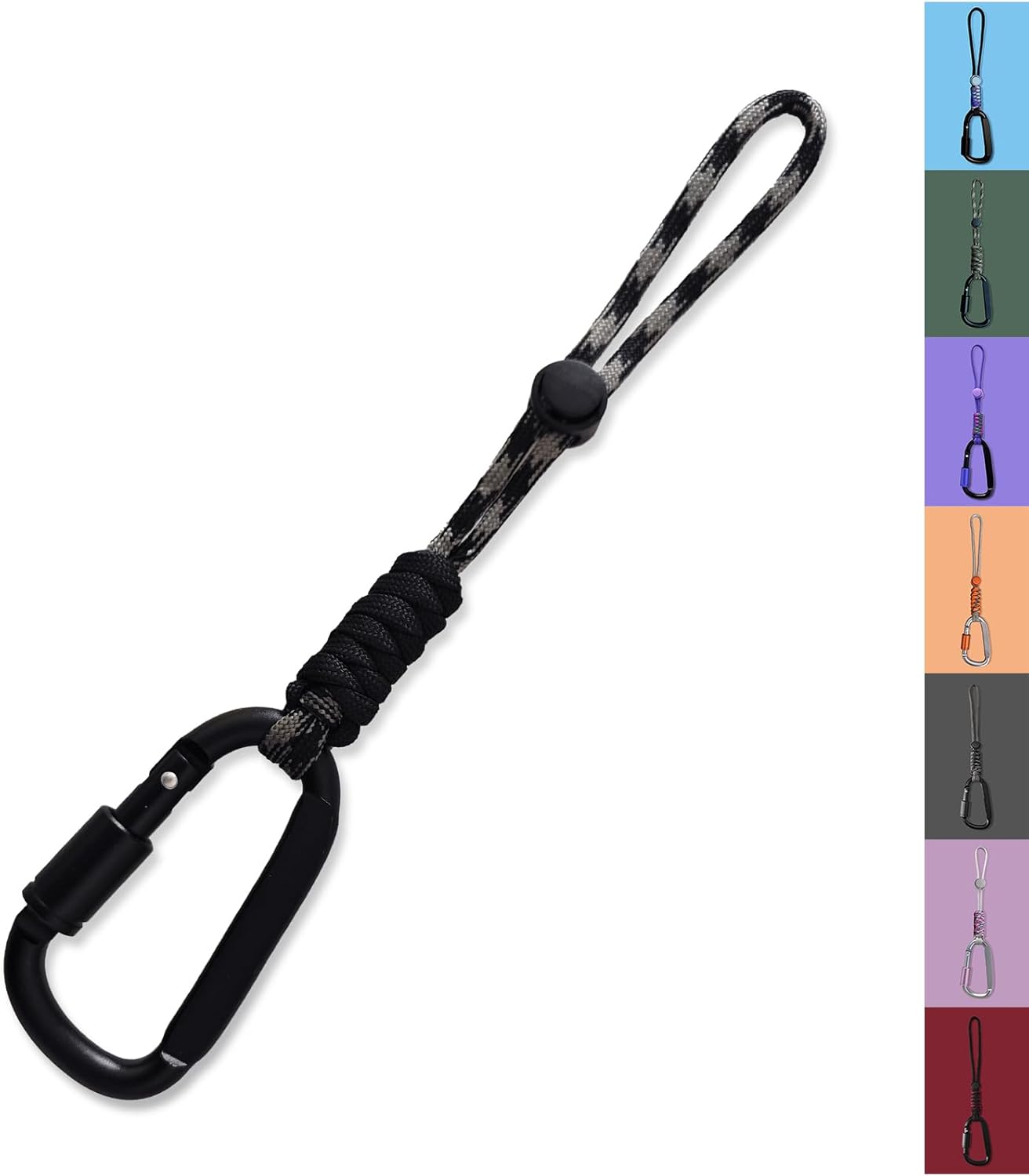 Paracord Keychain/Carabiner Clip - Jaymokes D Ring Metal Hook for Water Bottle, Key, Backpacks and More
