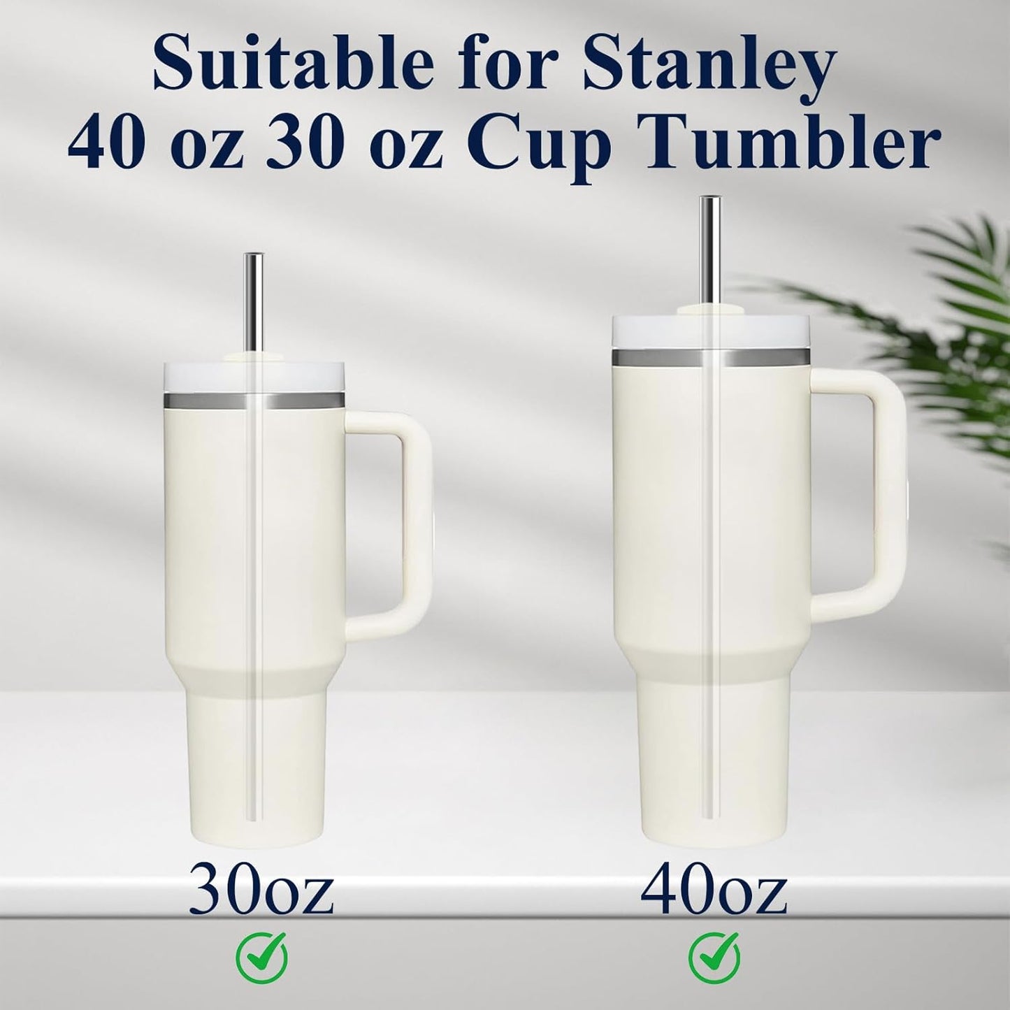 6 Pack Stainless Steel Straw Replacement 40 oz and 30 oz for Stanley Tumbler，3 Straight+3 Bent Reusable Straws with 2 Cleaning Brush Compatible with Stanley 40oz Stanley Cup Tumbler