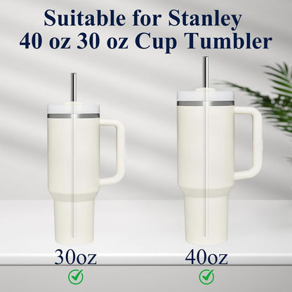 6 Pack Stainless Steel Straw Replacement 40 oz and 30 oz for Stanley Tumbler，3 Straight+3 Bent Reusable Straws with 2 Cleaning Brush Compatible with Stanley 40oz Stanley Cup Tumbler