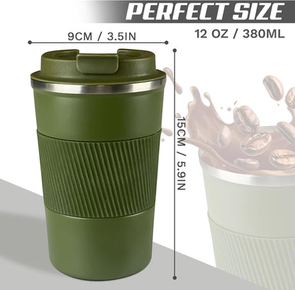SPLMIFA Vacuum-Insulated Stainless Steel Travel Coffee Mug, Leak-Proof Reusable Coffee Cup with Lid - Keep Hot & Cold Drinks for Hours, Durable Insulated Tumbler for Men & Women(3rd-Black, 12OZ)