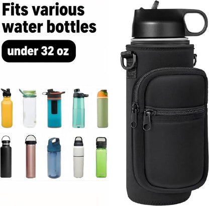 Water Bottle Holder with Strap, Insulated Crossbody Sling Bag, Carrier with Phone Pocket for Walking Hiking Camping Fishing