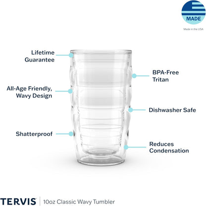 Tervis Clear & Colorful Tabletop Made in USA Double Walled Insulated Tumbler Travel Cup Keeps Drinks Cold & Hot, 16oz Mug, Clear