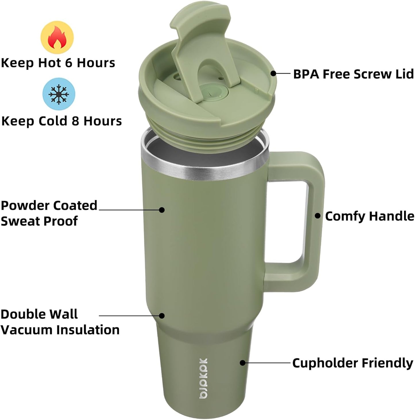 BJPKPK 30oz Stainless Steel Insulated Tumbler With Handle And Lid Straw Travel Coffee Mug Thermal Cup,Black