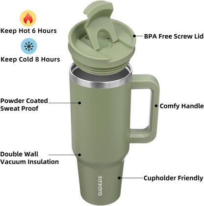 BJPKPK 30oz Stainless Steel Insulated Tumbler With Handle And Lid Straw Travel Coffee Mug Thermal Cup,Black