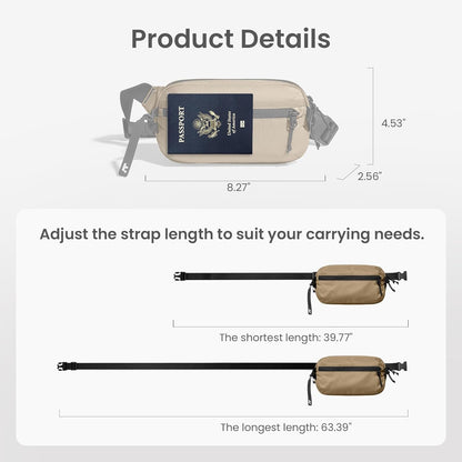 tomtoc 3.5L Sling Bag with RFID Blocking, Crossbody Bag Chest Shoulder Pack for Men and Women, Water-resistant Lightweight Casual Waist Fanny Pack for Travel/Daily Use