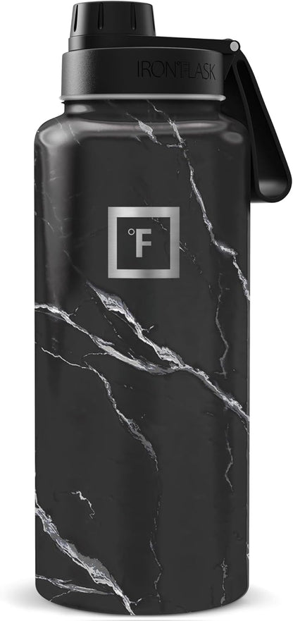 IRON °FLASK Camping & Hiking Hydration Flask with Straw, Wide Mouth Insulated Stainless Steel Sports Water Bottle - 22 oz Aurora