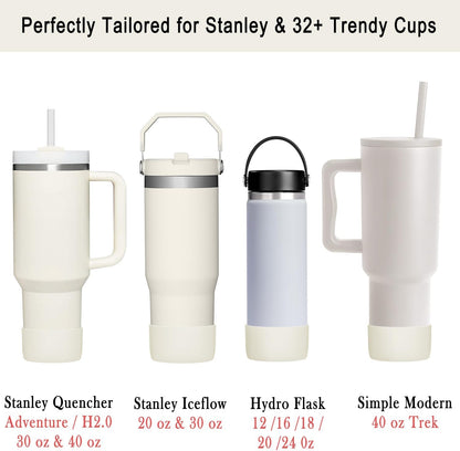 KTKUDY 2-Pack Silicone Boot for Stanley Tumbler 40 30 20 oz & Intended for Hydro Flask 12-24 oz - Cup Boot fit Select Yeti, Simple Modern, Owala Water Bottle - Bottom Cover Accessories Fit Stanley Cup